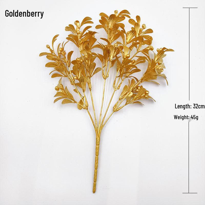 Artificial Golden Plant Picks for Flower Arrangements and Indoor Decoration