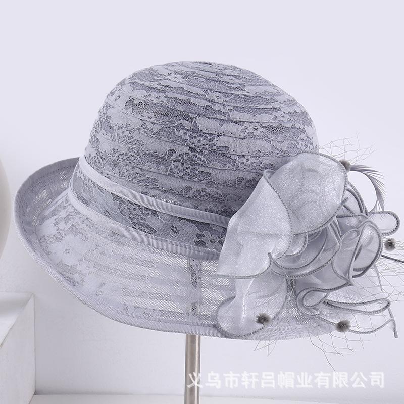Summer lace breathable sun hat women's mesh flower pot hat sun hat fashion versatile crimped top hat