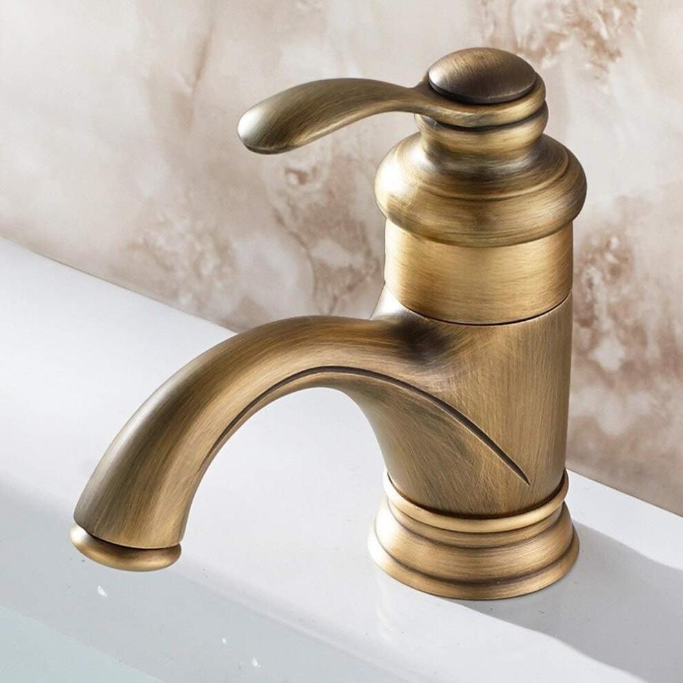 Antique Brass Kitchen Waterfall Basin Sink Mixer Tap Traditional Ceramic Single Handle