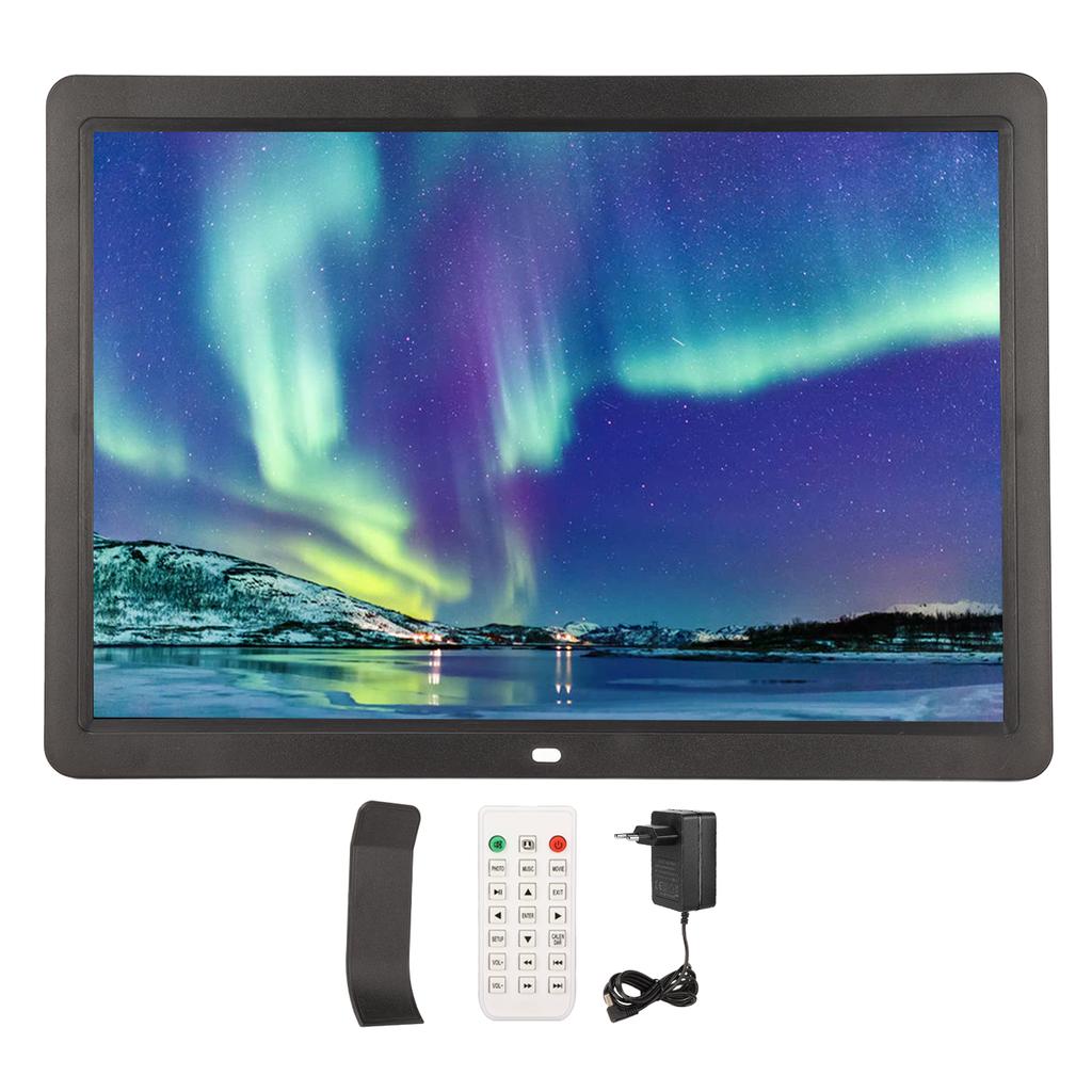 Digital Picture Frame Multifunction 15 Inch Full HD Automatic Rotation LED Electronic Photo Albums 100‑240V EU Plug