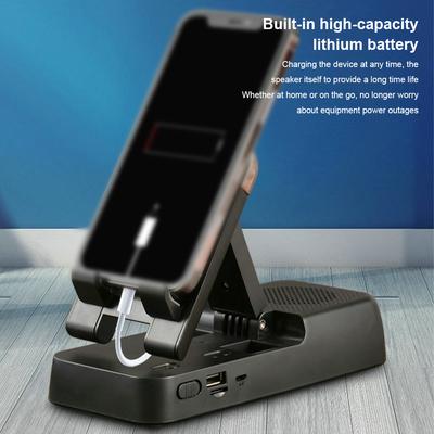Wielofunkcyjny składany stojak na telefon z bezprzewodowym głośnikiem Bluetooth do iPhone'a Smartfon na biurko Uchwyt antypoślizgowy U dysk Karta TF Głośnik do odtwarzania