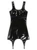 Mini robe moulante Sexy pour femmes, avec Clips métalliques, sans manches, en cuir verni, en Latex, débardeur, Clubwear