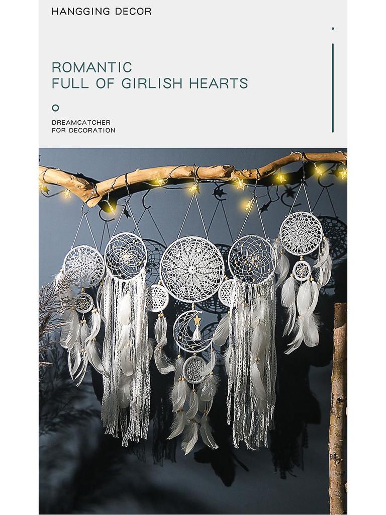 Nordic Five-Piece Feather Dream Catcher Wall Hanging Decor Set