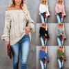 Women S Loose Fit One Shoulder Solid Color Knit Pullover Sweater