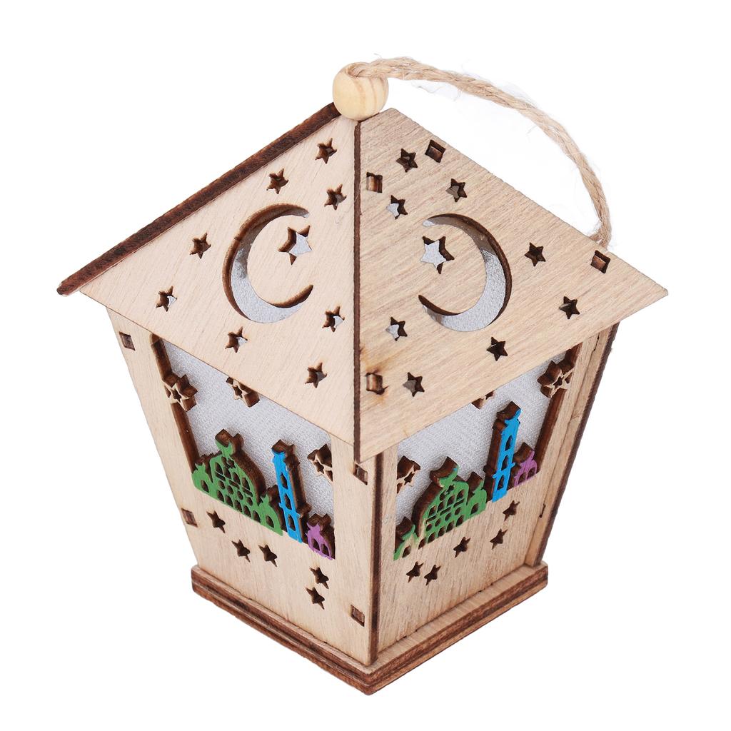 Ramadan Lamp Three Dimensional House Shape Unique Design Hanging Light Wooden Decorative Lamp