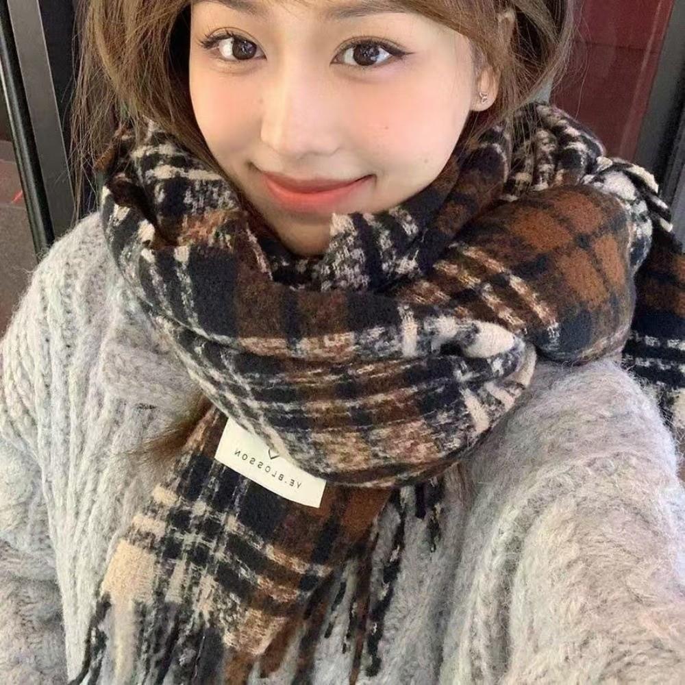 Soft Winter Scarf Thickened Neck Warmer Casual Shawl Wrap for Women