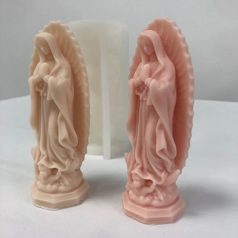 1PC 3D Virgin Mary Candle Silicone Mold DIY Western Portrait Crafts Plaster Resin Cement Mould Handmade Soap Making Home Art