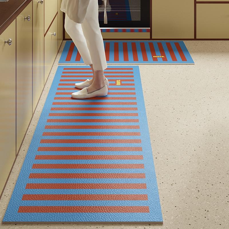 Long Strip Kitchen Floor Mat PVC Leather Rugs Waterproof Anti-fouling Oil-proof Kitchen Rug Washable Easy Clean Home Decoration