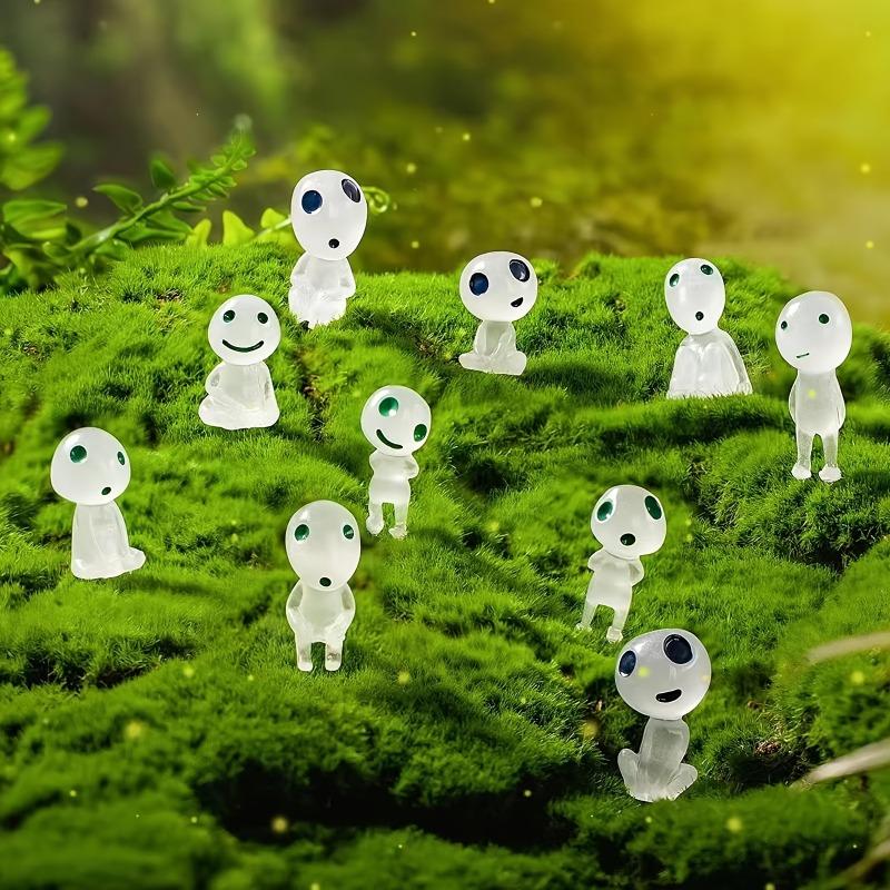 10pcs Luminous Resin Ghost Figures, Miniature Alien Decor for Aquarium, DIY Terrarium Crafts, Halloween Outdoor Decorations