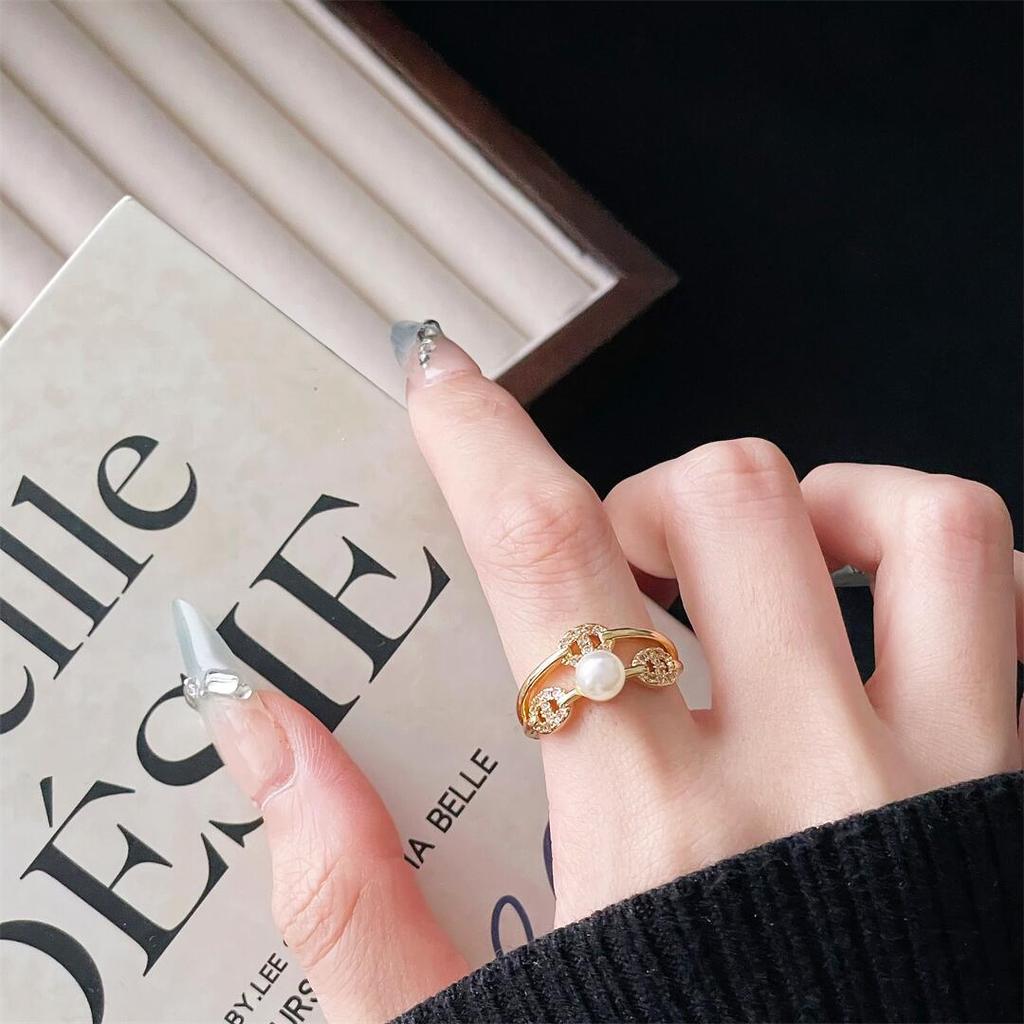 French Elegant Personality Fashion Multi-Level Niche Design Open Ring High-End Luxury Retro Ring