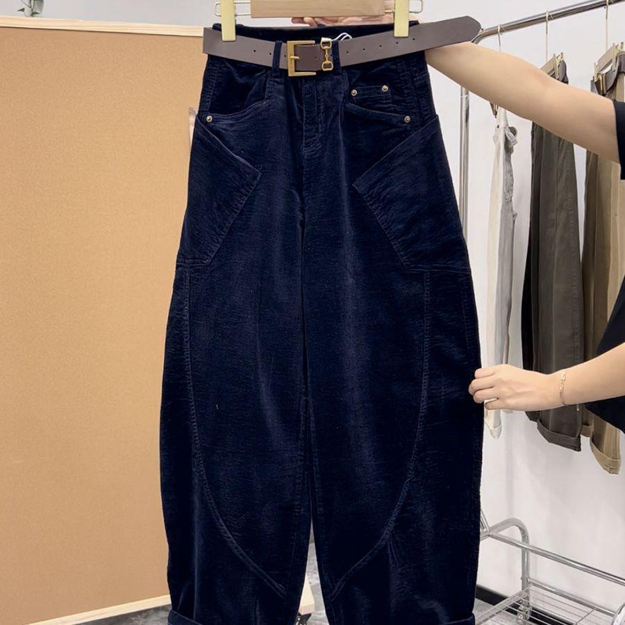 

Winter 2025 Women s High Waist Retro Corduroy Slimming Wide Leg Floor-Length Pants L 115-130 lbs