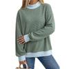 Women S Round Neck Fleece Striped Long Sleeve Loose Top