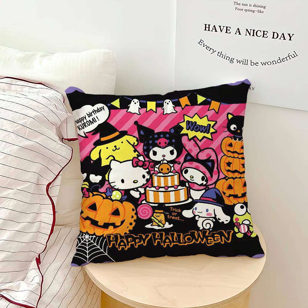 Funny Art Halloween K-Kuromi My M-Melody Sro Cushion Cover Soft Pillow Case For Sofa Living Room Home Decor Protective Covers