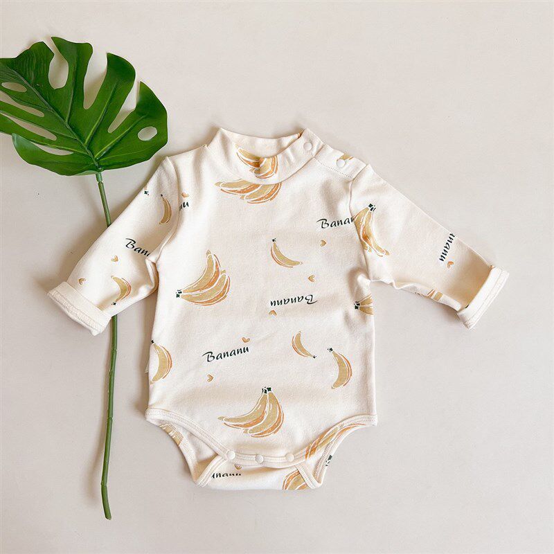 Baby Autumn Loungewear Onesie with Cute Cartoon Print, Long-Sleeve Romper for Boys and Girls