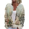 Women's Fashion Printed Long Sleeve Knitted Cardigan Button Down Jacket