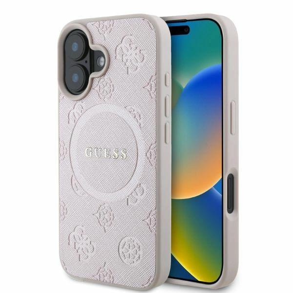 Etui Guess Saffiano Peony Classic Logo Magsafe Na Iphone 16 - Różowe