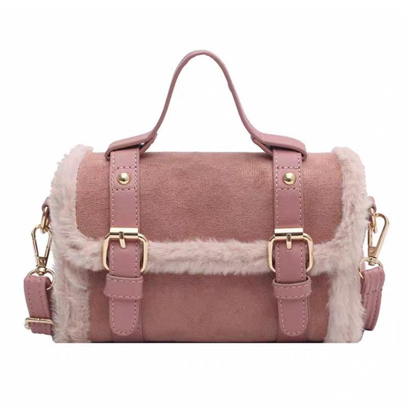 Autumn And Winter Lamb Wool Small Square Bag Large Capacity Portable Cambridge Pillow Bag Shoulder Messenger Bag Lamb Wool Small Square Bag