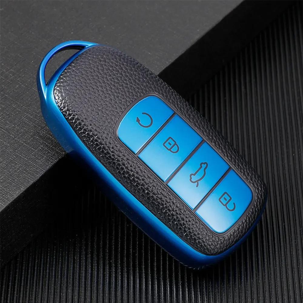 1x Car Interior Keychain Protector Car Smart 4 Button Key Case Cover Shell Bag for Chery Tiggo 8 Pro Tiggo 8plus New 5 Plus 7pro