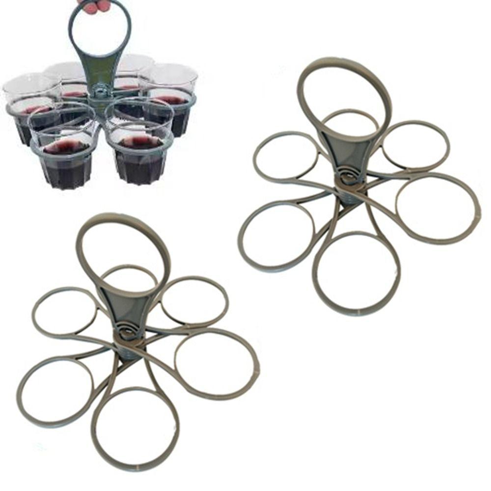 2Pcs Plastic Coffee Cup Holder Handheld Coffee Cup Carrier Holder 6 Cup Glass Carousel Holder  Bar