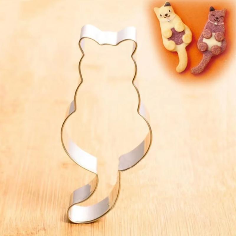 3pcs Stainless Steel Cookie Cutters In The Shape of Cats, Pastry Cutting Molds, Creative Baking Tools for The Kitchen