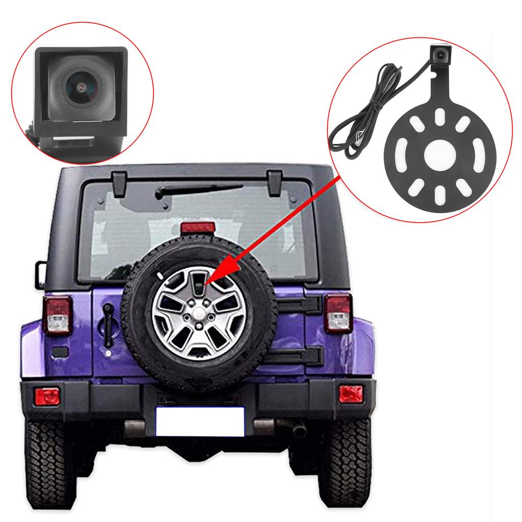 Car Backup Rear View Camera Spare Tire Mount 160 degrees Wide View IP68 Waterproof Fit for Jeep Wrangler 07 18