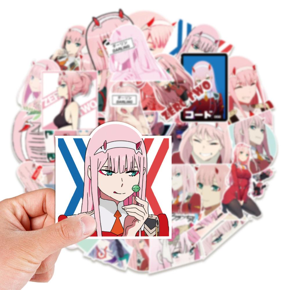 50 Franxx Graffiti Stickers Suitcase Car Computer Water Cup Refrigerator Stickers Waterproof Hand Account