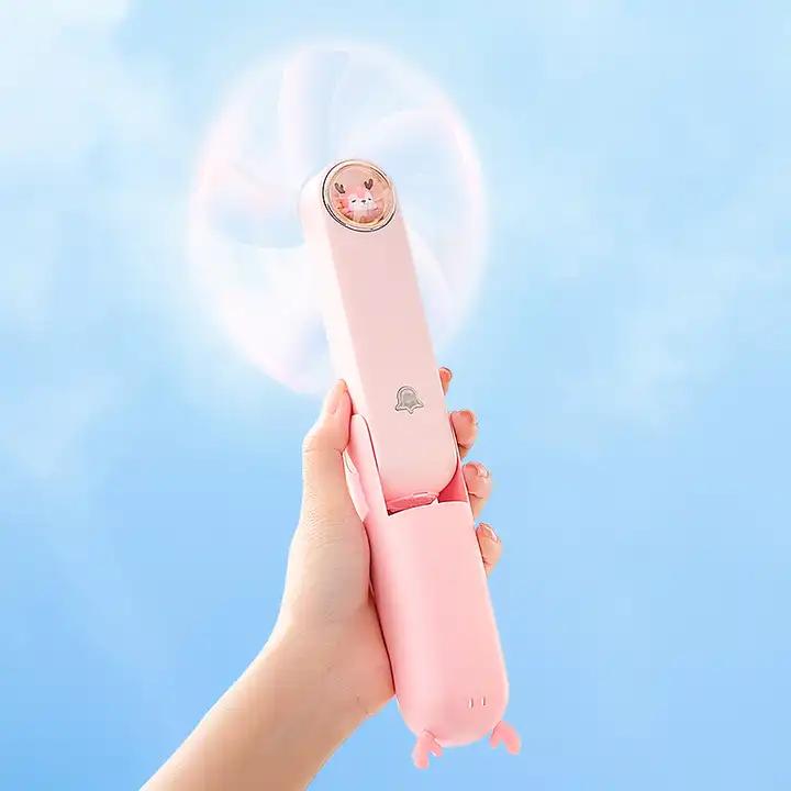 

Handheld Mini Fan Rechargeable Small Pocket Fan with Flashlight Feature for girl Portable Summer Fan 2000mA рожевий