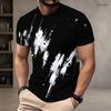 Men Plus Size Round Neck Short Sleeve T Shirt Black White Printed Pullover Straight Hem