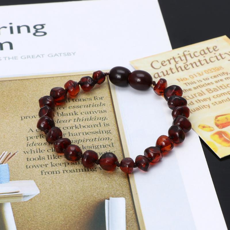 Ekte Baltic Amber Teething Armbånd Rå og ankel babyperler for bitringer