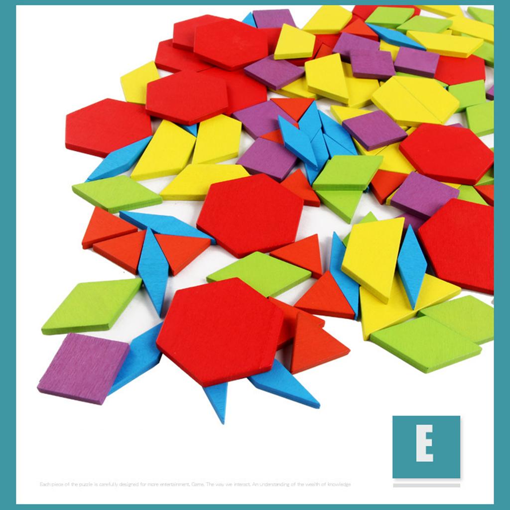 Buy 155pcs Wooden Pattern Blocks Set Geometric Manipulative Shape ...