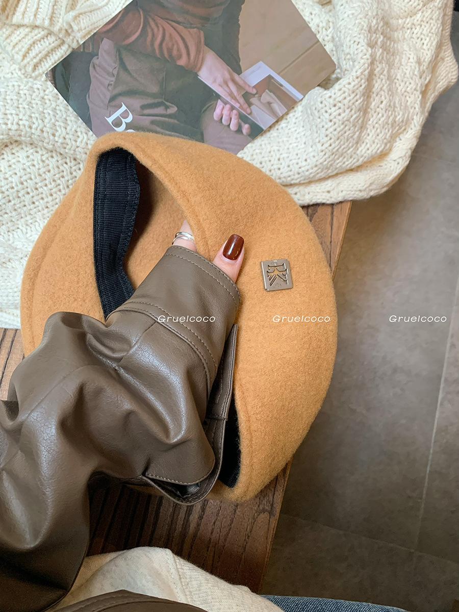 

Осенне-зимний шерстяной берет, мужской и женский, мягкий козырек, буквы kk, ретро, универсальный, износостойкий, кепка вперед, тренд Adult (55-59cm) имбирный