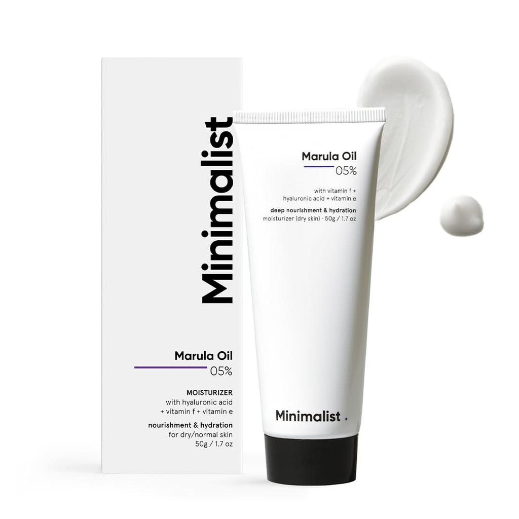 Minimalist Marula Oil 5% Face Moisturizer For Dry Skin With Hyaluronic Acid Deep Hydration 1.7oz