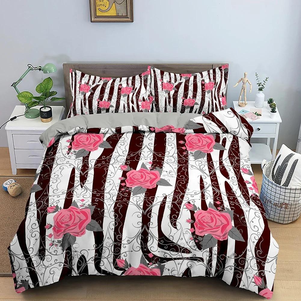 Stripe Geometric Bedding Set Breathable Duvet Cover With Pillowcase Adults Fashion Queen King Size Quilt Cover Home Textiles