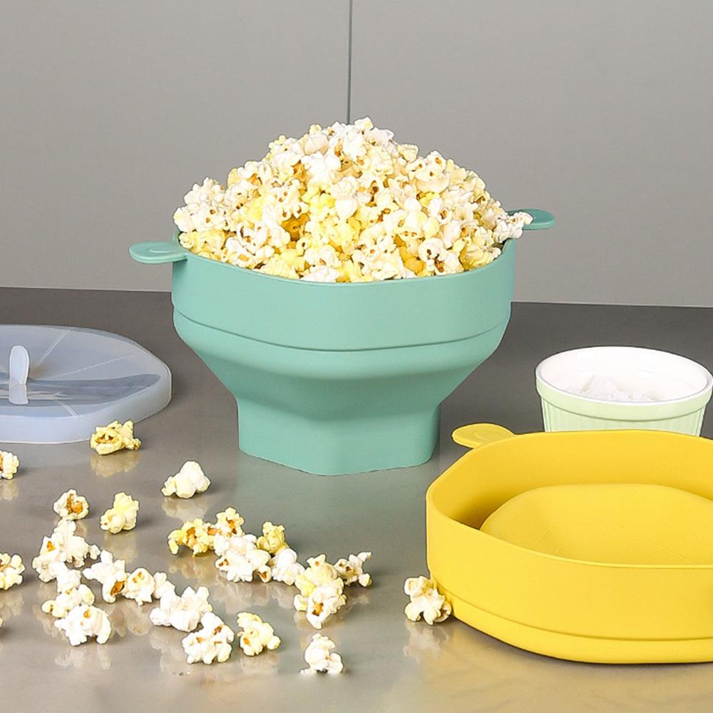 Silicone Popcorn Bowl Microwave Safe Reusable Collapsible Container with Lid  (BPA Free, FDA Certified)