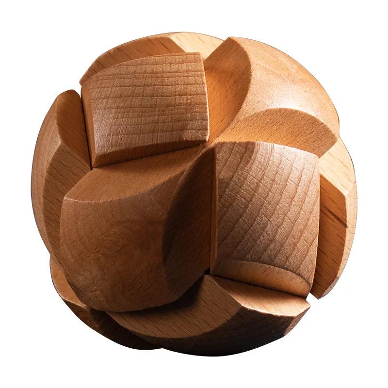 Wooden Football Kongming Lock 3D Brain Teaser Puzzle Adult Office Pressure Relief Kids Intelligence Gift