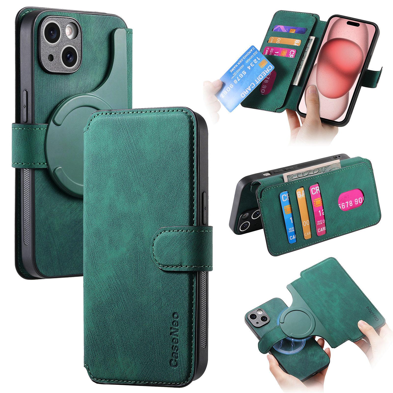 For iPhone 14 Plus Magnetic Case CASENEO Detachable Leather Phone Wallet Cover D