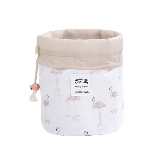 

Оксфордская полосатая сумка для хранения с фламинго, дорожная сумка-органайзер на шнурке для макияжа 4