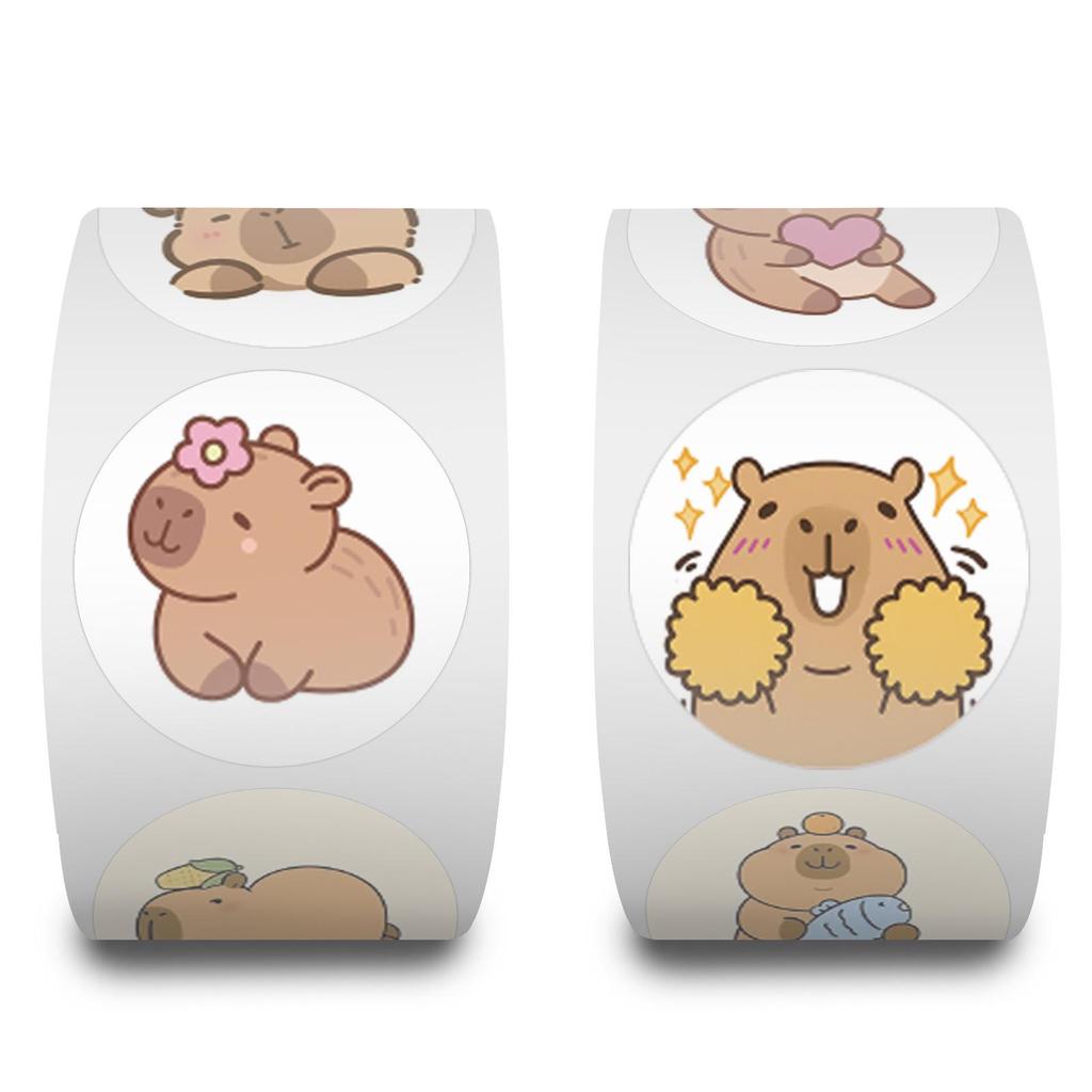 Cartoon Capybara Dekorative Siegelaufkleber - 500 Aufkleber/Rolle für Schülerhefte