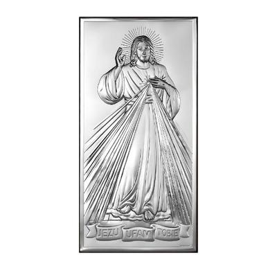 Silver Picture of the Merciful Lord Jesus, Souvenir of the Jubilee Communion, Engraved 6443 4.5 X 9