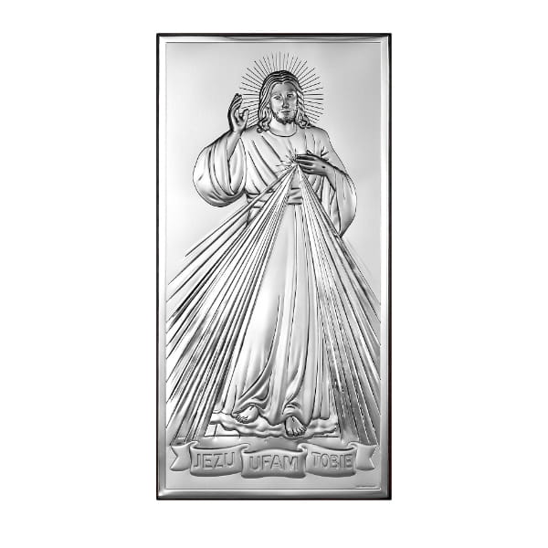 Silver Picture of the Merciful Lord Jesus, Souvenir of the Jubilee Communion, Engraved 6443 4.5 X 9