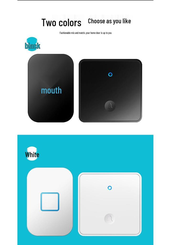 Wireless Self-Powered Doorbell, Long-Range, Waterproof, Elderly Call Button, 86 Type Large Panel