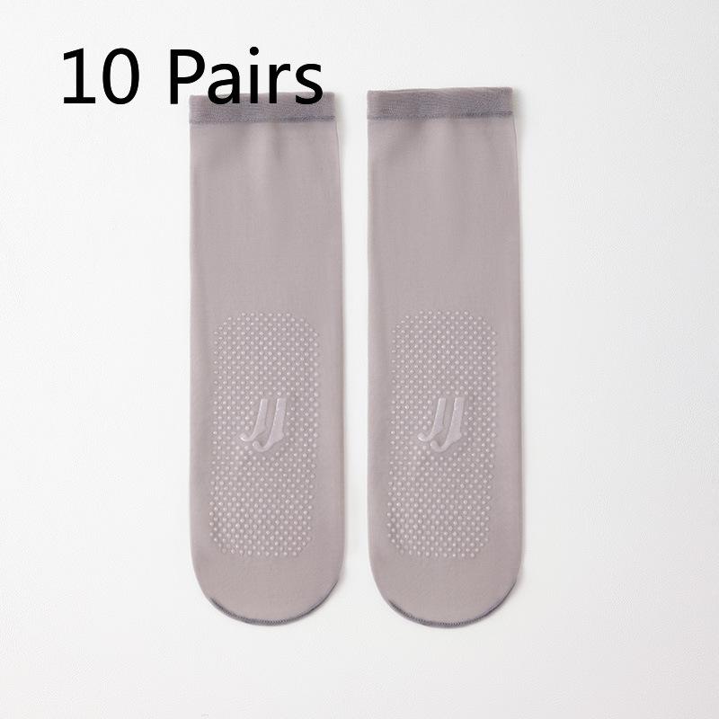 10 Pairs of Women's Summer Thin Anti Hook Thread Anti Slip Toe Transparent Wear Resistant Invisible Crystal Stockings