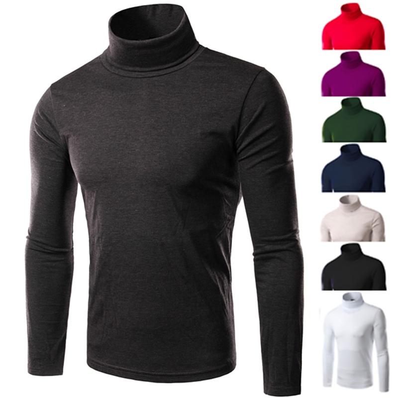 Classic Mens Slim Fit High Neck Knitted Sweater Comfortable Turtleneck Jumper