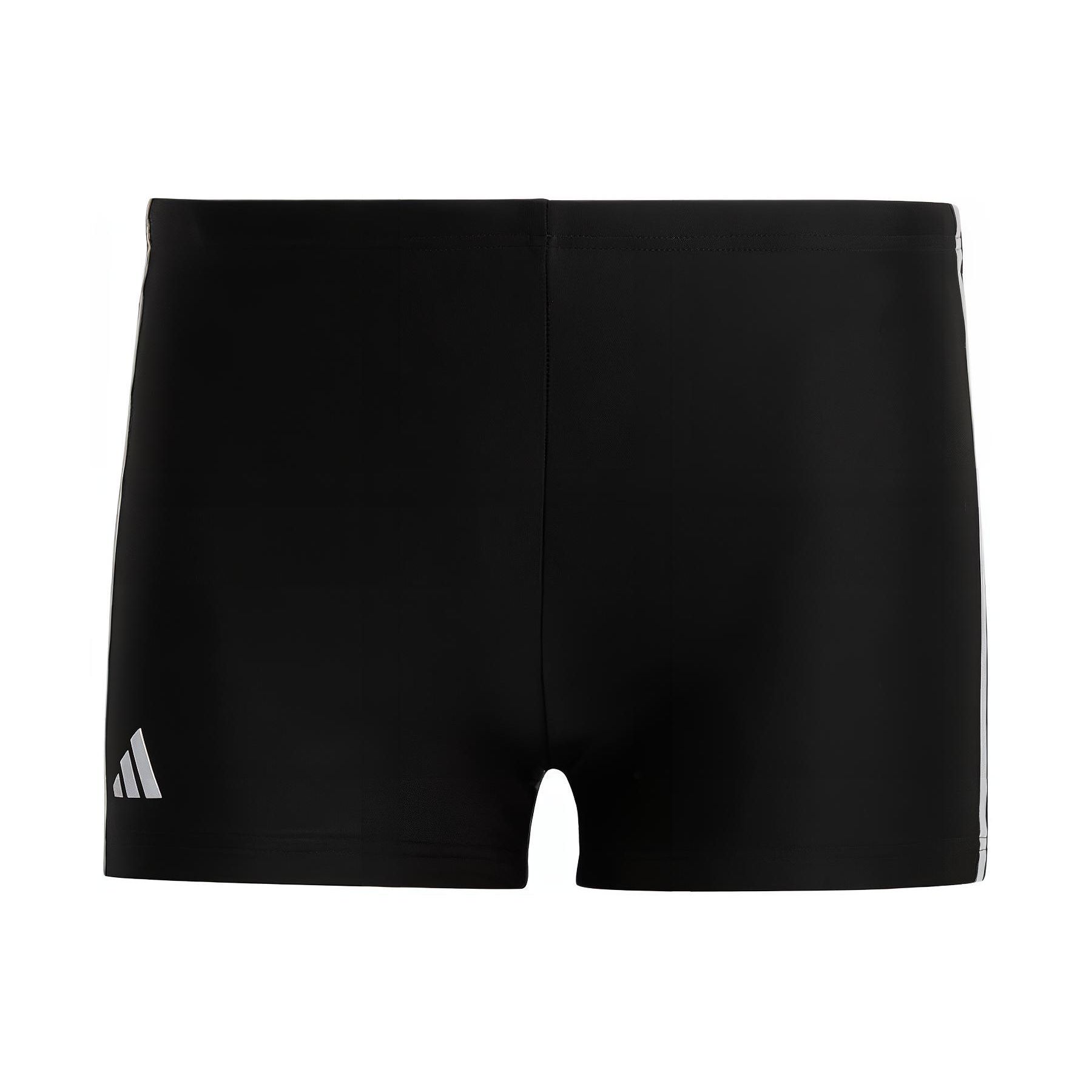 Adidas Elastic Waist Slim Fit Striped Logo Print Boxer Shorts Men Swimwear Black HT2073 S