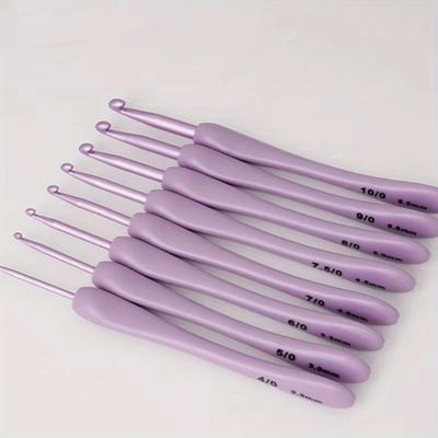 8Pcs/set Purple Crochet Hooks Set Craft Crochet Weaving Knitting Needles Hooks for Sewing Crafts Stitching 2.5-6.0mm