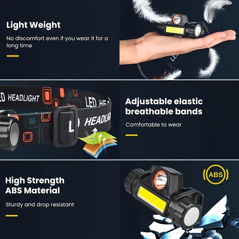 Outdoor Mini Rechargeable Portable Headlight with Strong, Lightweight, Adjustable and Magnetic Properties Suitable for Running, Camping and Fishing