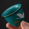 1 Pc Chinese Hand-painted Pine Crane Ceramic Tea Cup Pu'er Master Teacup Handmade Tea Bowl Household Travel Teaware Tea Set