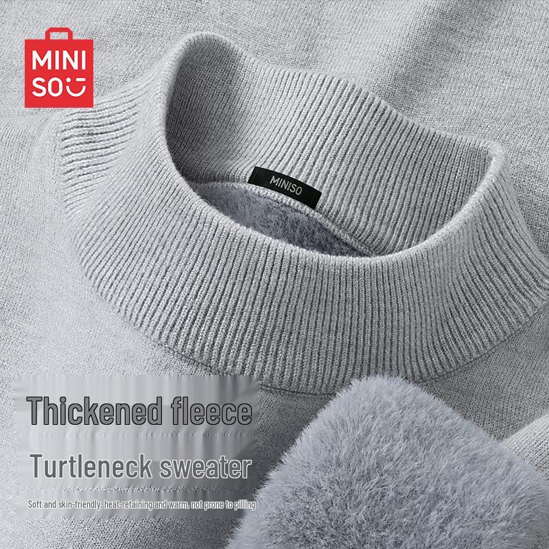MINISO Men's Thick Warm Mock Neck Sweater