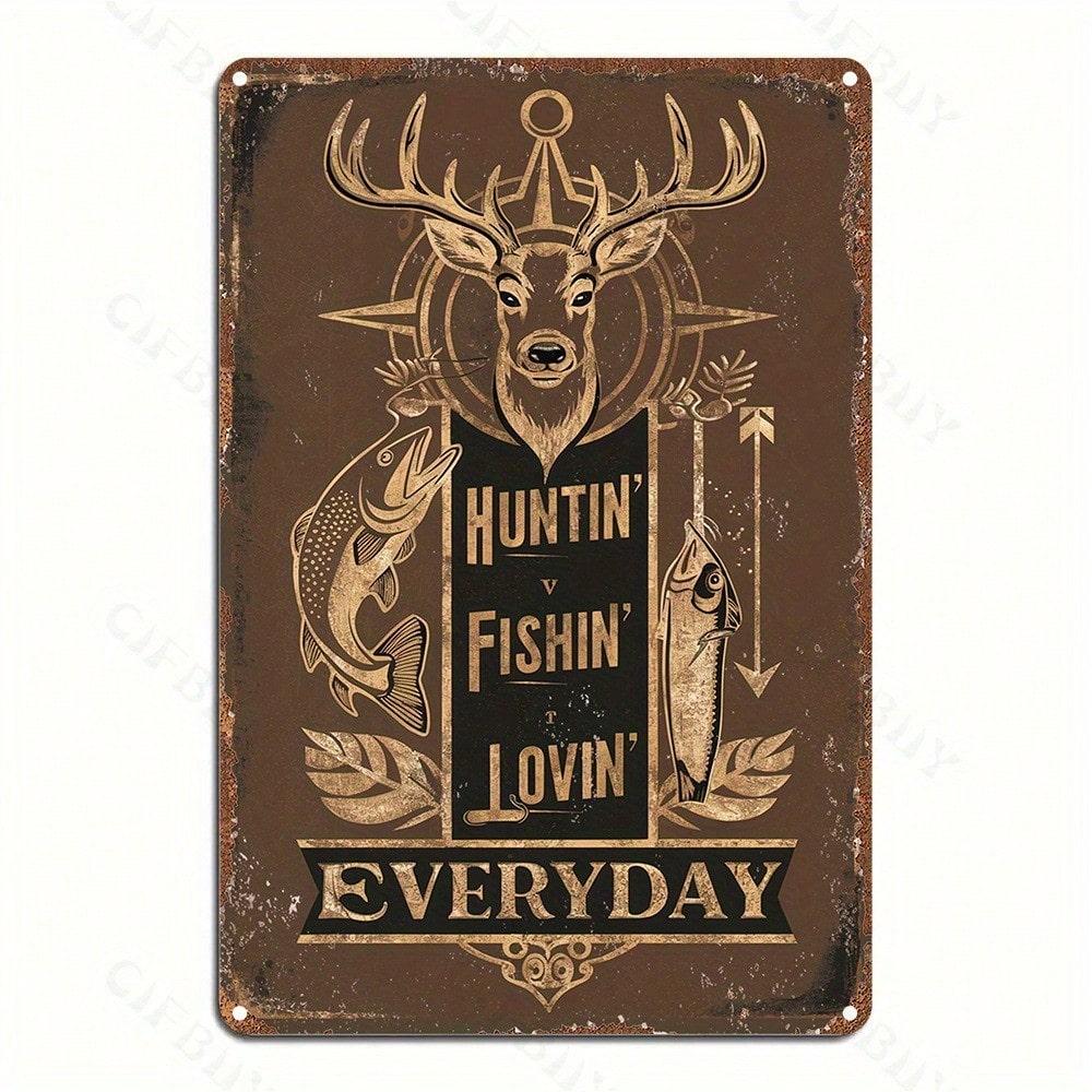 

Aluminum Hunting Fishing Wall Art Metal Sign Engraved Home Decor 20x30 різнокольоровий