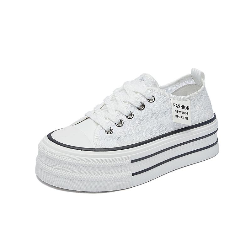 Letní síťované bílé boty Nový styl pro studentky Prodyšné Zvyšující výšku Ležérní Pouliční boty s klapáním